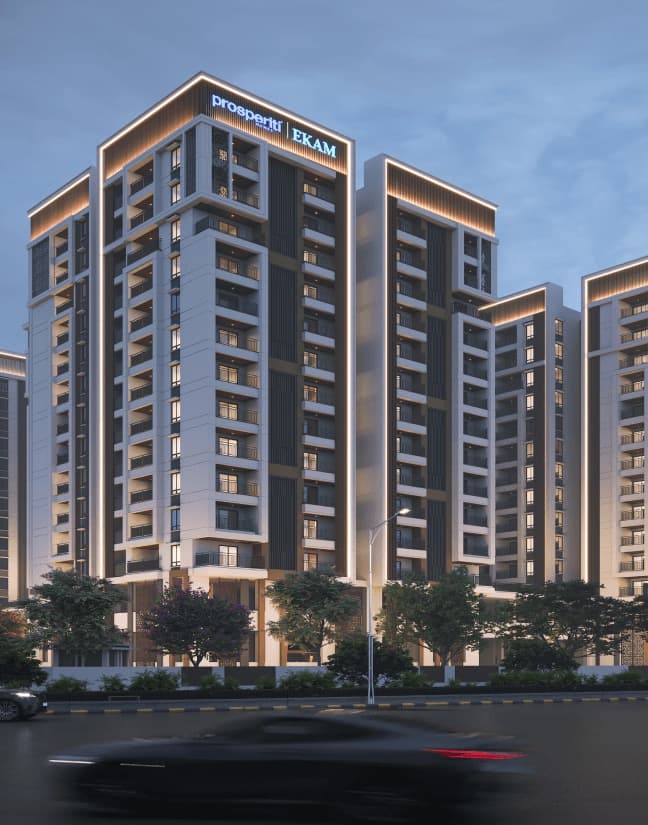 EKAM exterior render shown as a completed built reference from the same developer team
