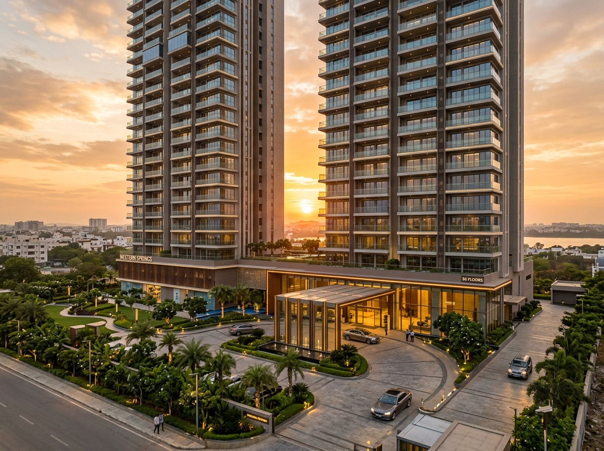 Western Springs premium high-rise apartment exterior architectural render